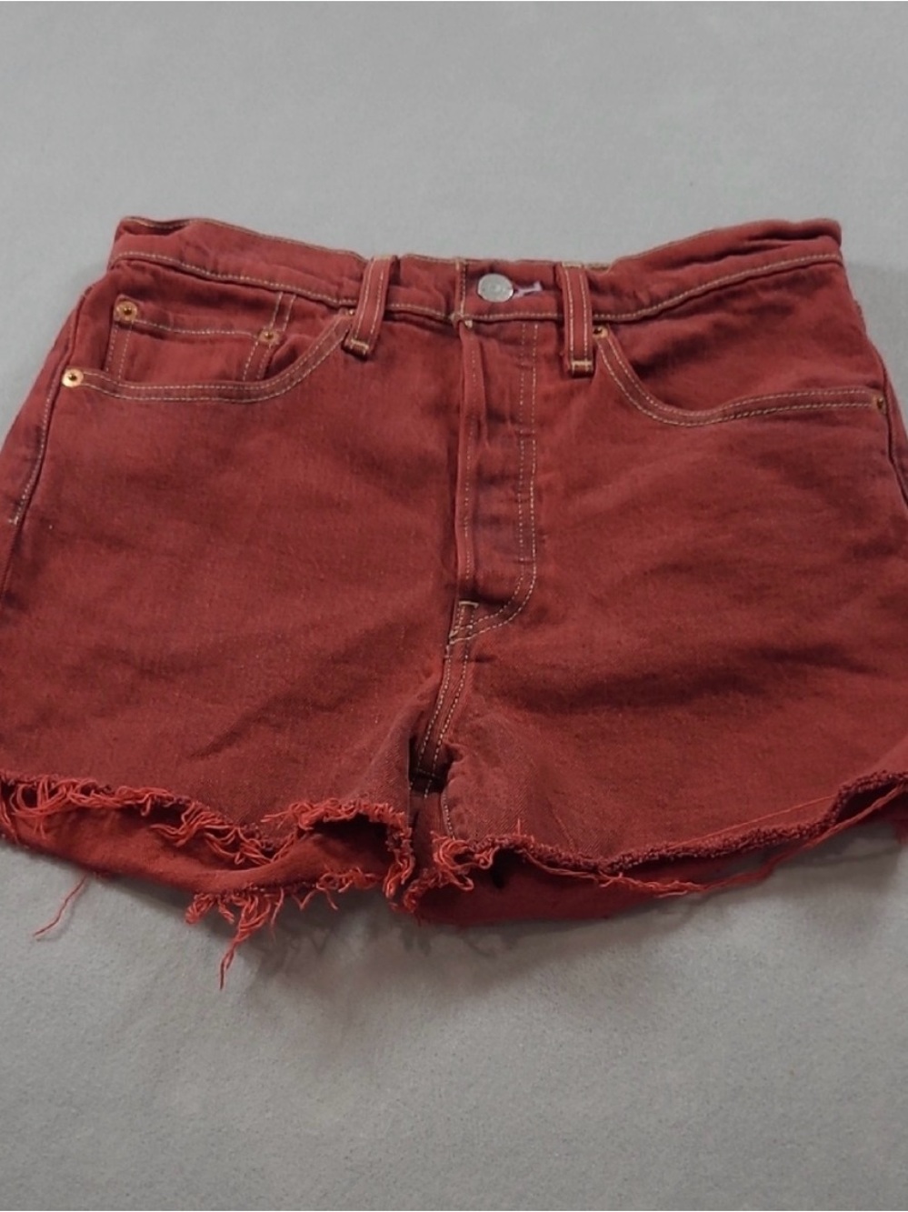 Levi's Rust Red Denim Cutoff Shorts